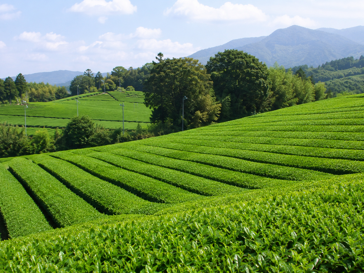 Golden veil tea farm with beautiful natural environment
